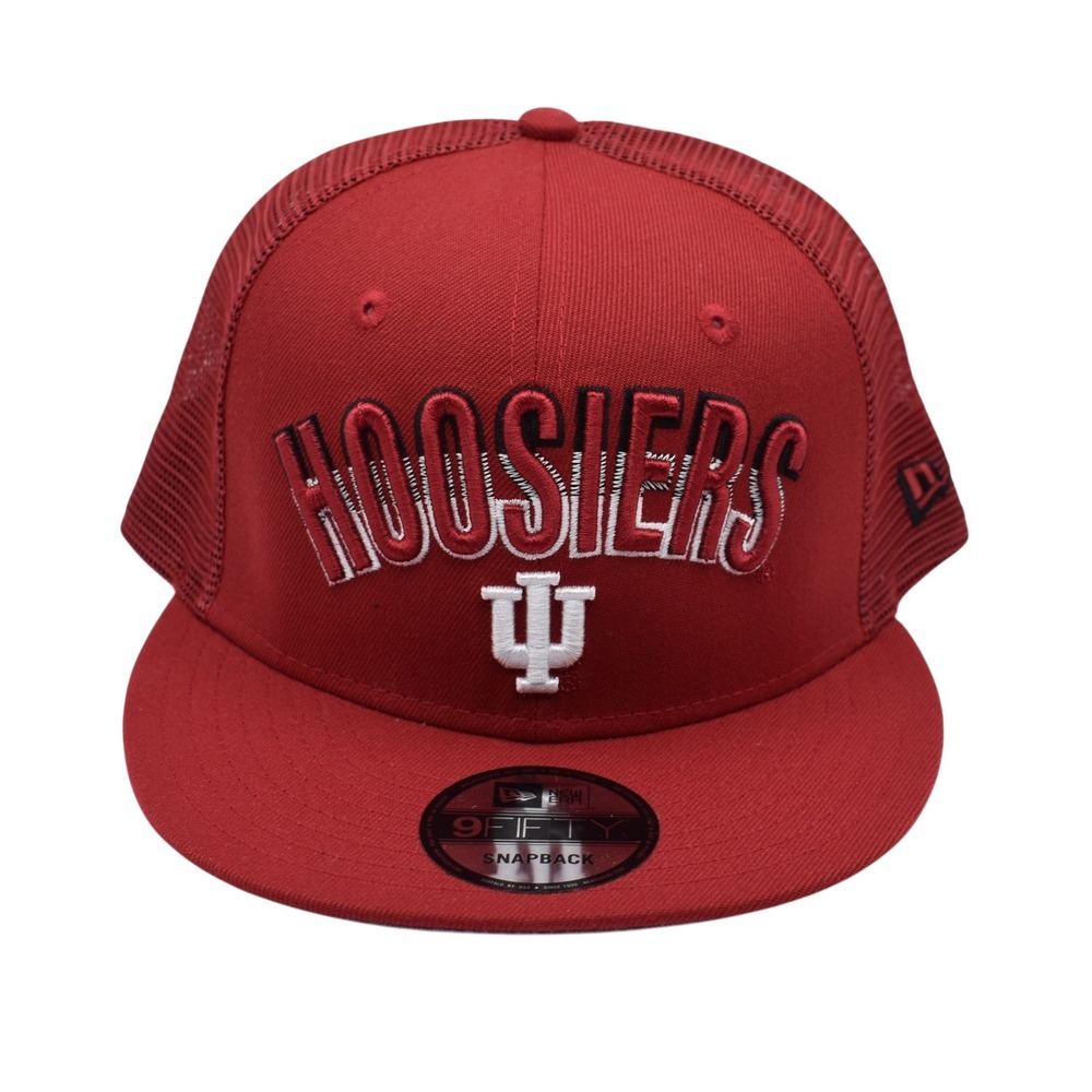 New Era 9FIFTY Indiana Hoosiers Mesh Snapback Trucker Hat Cap NCAA Crimson White